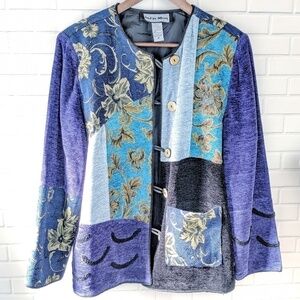 Indigo Moon Jacket Blazer womens m Patchwork bohemian hippie comfort office work